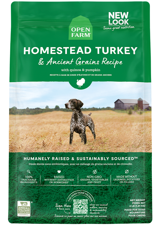 Open Farm Premium Dog Food Homestead Turkey Ancient Grains Recipe 11 lb Bag