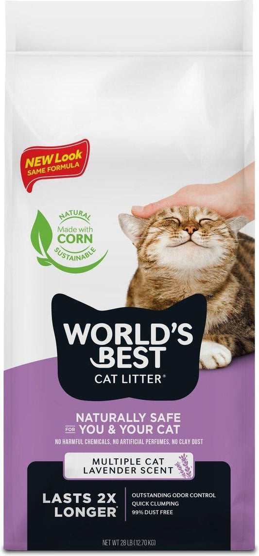 World's Best Premium Cat Litter | Original Series Clumping Lavender Scented Multi-Cat Cat Litter | 28 lb bag