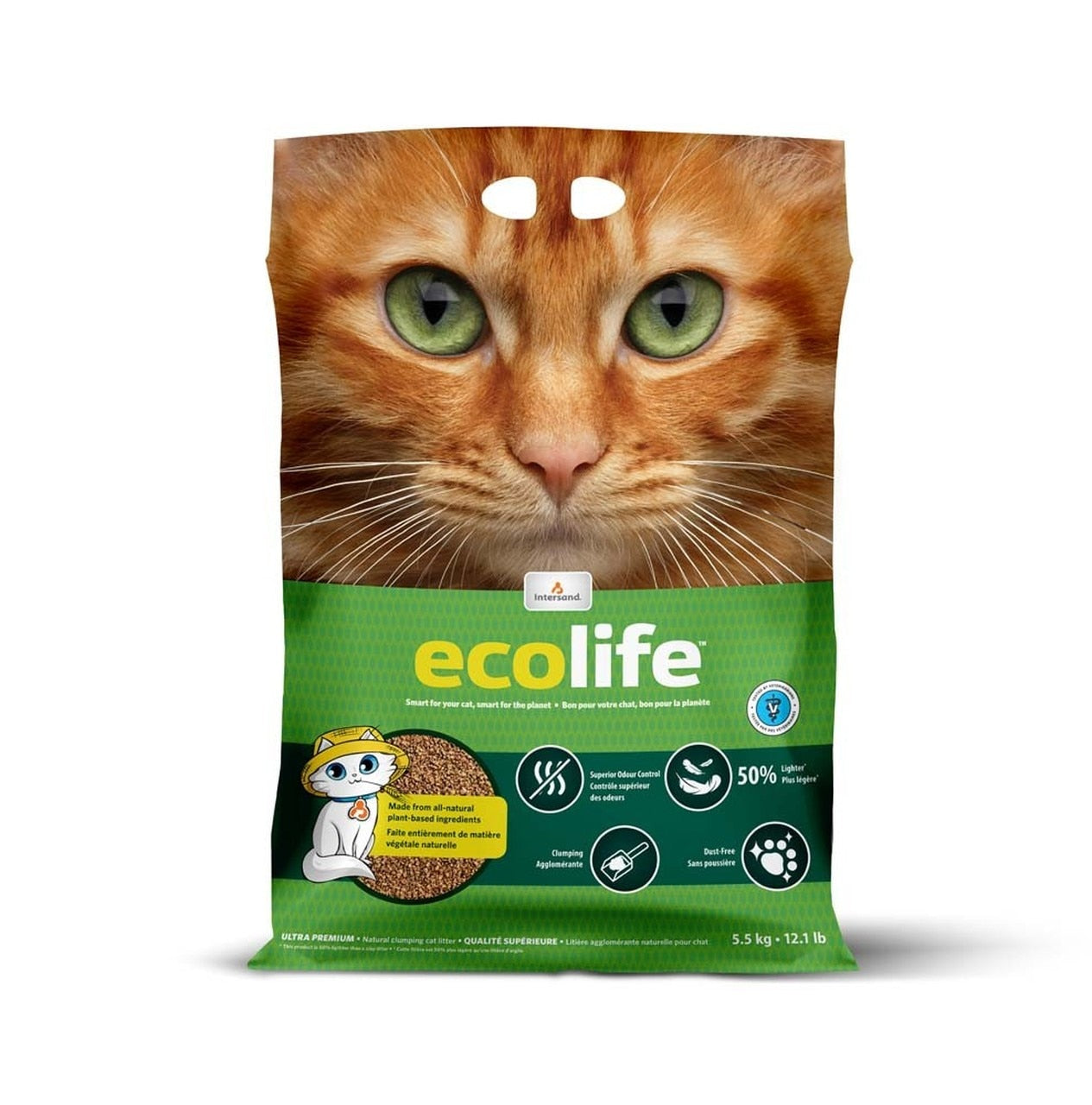 Intersand Ecolife Premium Corn & Wheat Based Cat Litter 🇨🇦 (Alternative to World's Best) | 5.5 kg Bag